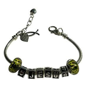 Faith Womens Bracelet Spiritual Warrior Camo Jesus European Charms Jewelry